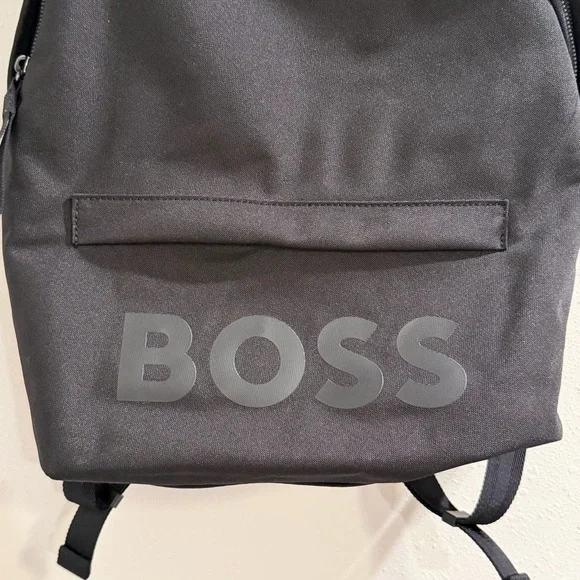BOSS NWT Unisex Black Pixel Logo Backpack Commuter Travel Laptop Work Bag Office - Picture 5 of 6